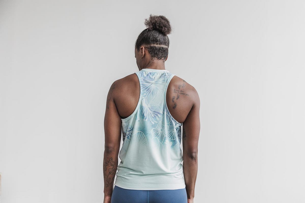 Nobull High-Neck Women's Tank Tops Green Floral | Australia (JX4820)